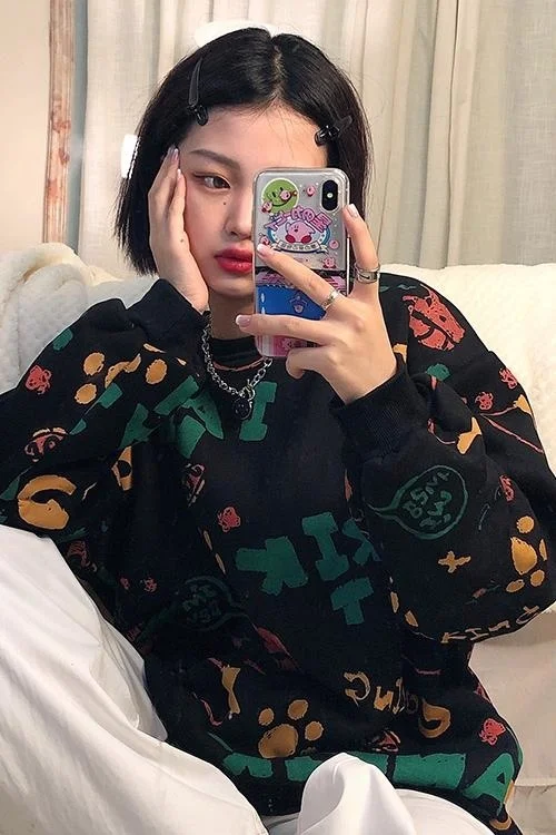 

Real Shot Winter College Style New Korean Style Trendy round Neck