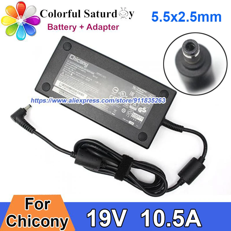 200W CHICONY 19V 10.5A AC Adapter A11-200P1A For CLEVO GAMING Notebook PA70ES P650RPG P650RG P651HS-G P651HP3-G P670RG P671RG