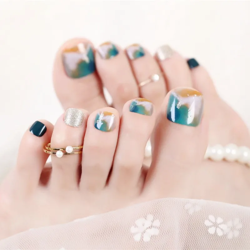 24 шт. роскошные стразы с фальшивым носком для ногтей маникюрные винно красные