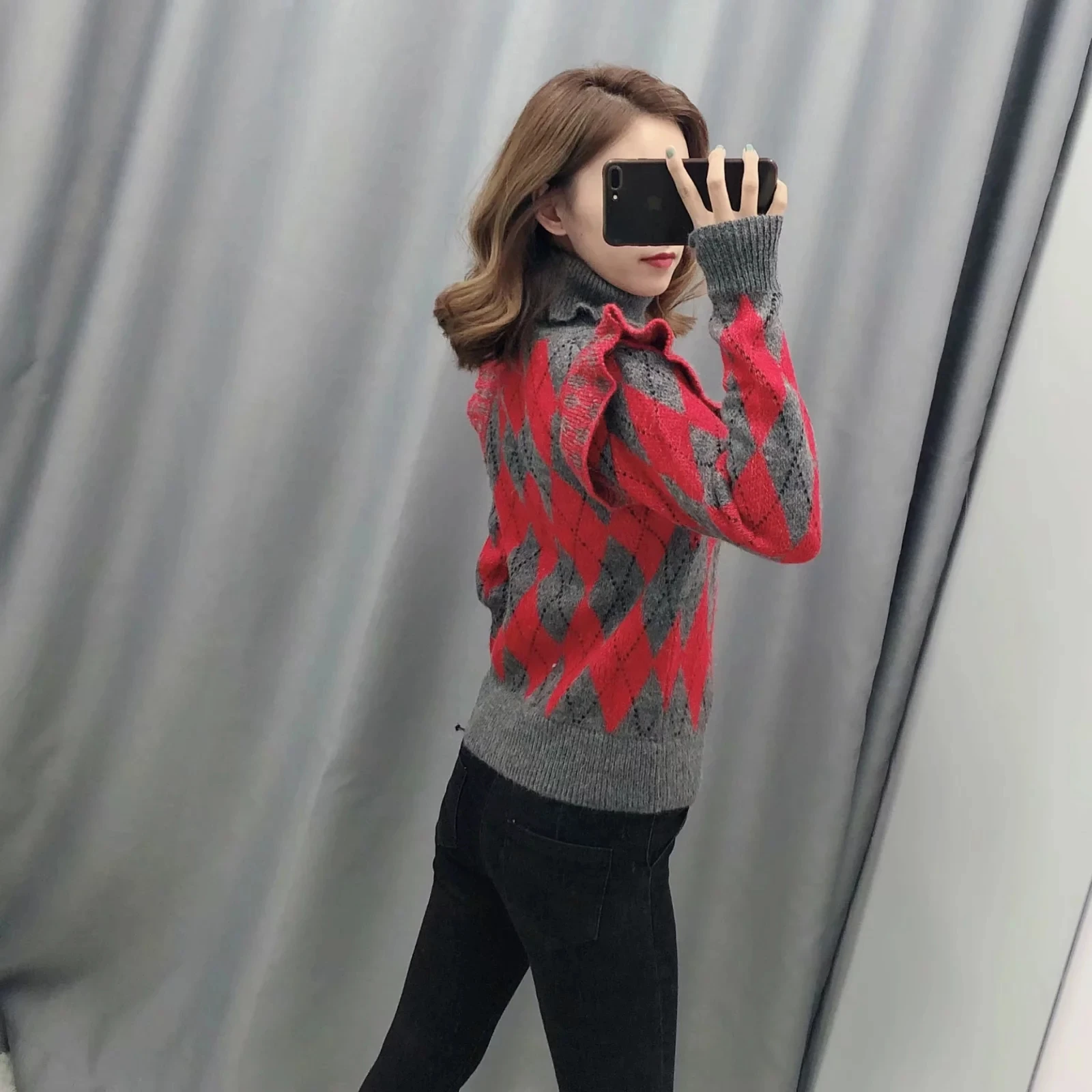 Winter thick turtleneck sweater women Vintage long sleeve rhombic knitted pullover casual jumpers 2019 | Женская одежда