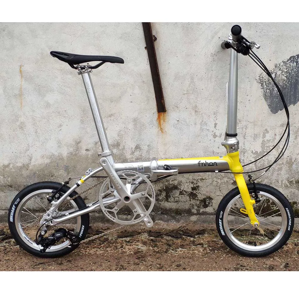 yellow silver 14inch Fnhon Ретро алюминиевый складной велосипед 1" 16" V тормоз 3 скорости мини-веловелосипед городской коммутационный велосипед складной - Цвет: yellow silver 14inch