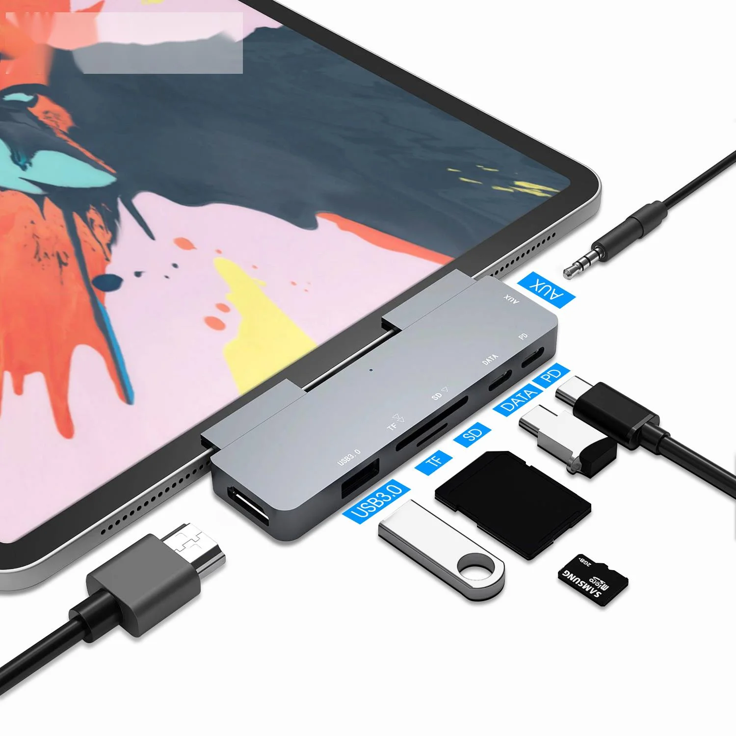 

USB C концентратор 60 Вт PD Зарядка для iPad Pro MacBook Air переключатель к HDMI-совместимый USB 3,0 адаптер Type-C телефон с разъемом для наушников