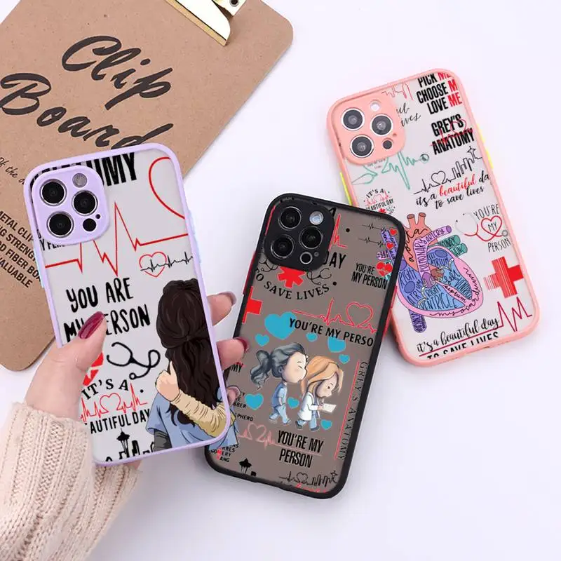 

Greys Anatomy You are my person Phone Case For iPhone 12 11 Mini Pro XR XS Max 7 8 Plus X Matte transparent Back Cover
