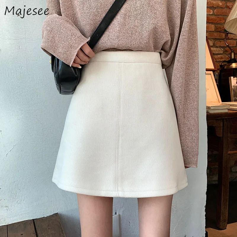 Mini Skirt Women Kawaii Solid All Match Simple Harajuku Korean Fashion High Waist Skirts Womens A-line Females Streetwear Soft | Женская