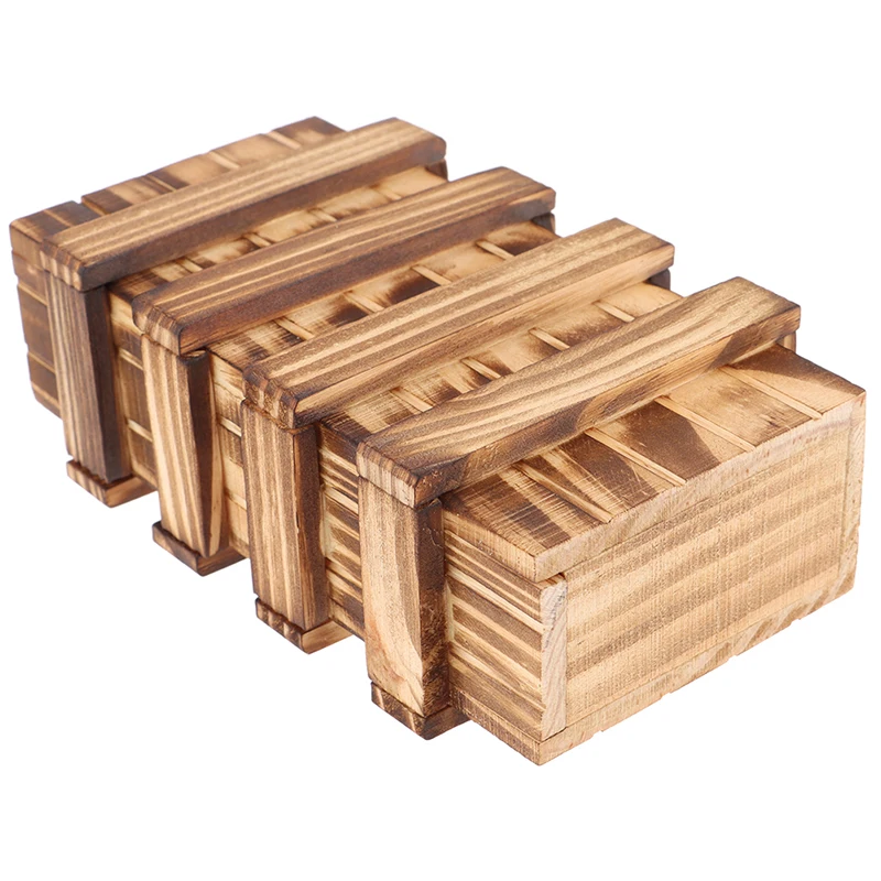 Винтажная деревянная коробка головоломка с секретным ящиком Волшебный