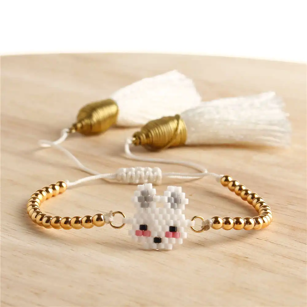 

Go2Boho Rabbit Bracelets for Childs Girl Gift Miyuki Animal Bracelet Women Pulseras 2020 Tassel Jewelry Gold Bead Dont Fade