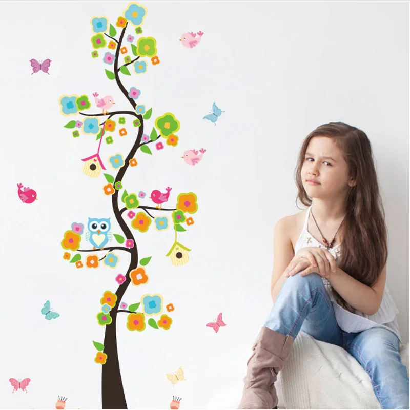 

animal owl butterfly flower tree vinyl wall stickers for kids rooms boys girl home decor sofa living wall decals child sticker