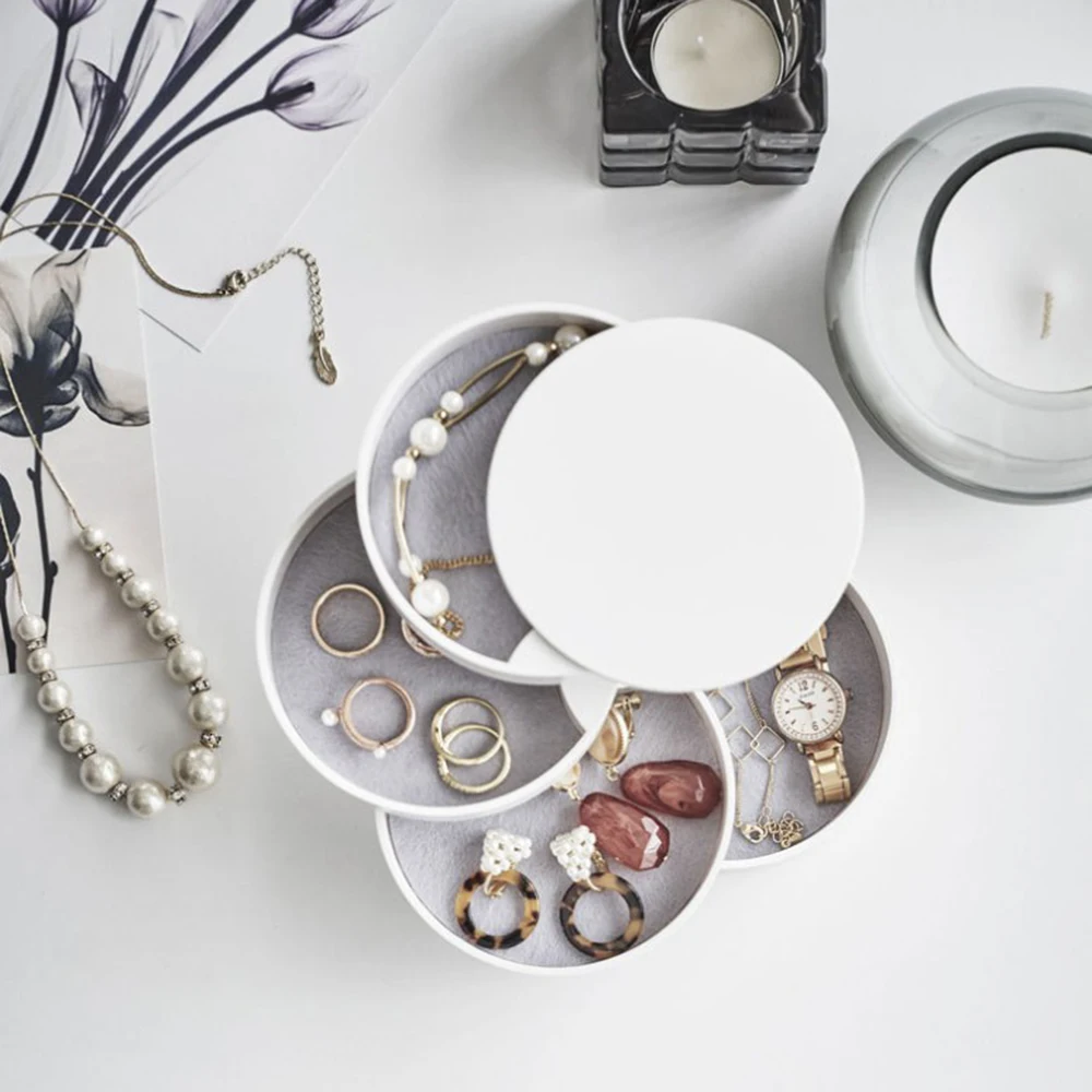 

Маленькая шкатулка для ювелирных изделий, многоуровневая вращающаяся на 360 °, креативные Современные Простые серьги черного и белого цвета ...