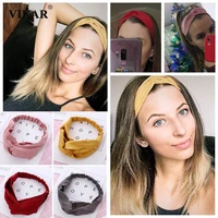 vikar women elegant suede headband turban headwear girls vintage cross knot elastic hair bands solid hiarband hair accessories