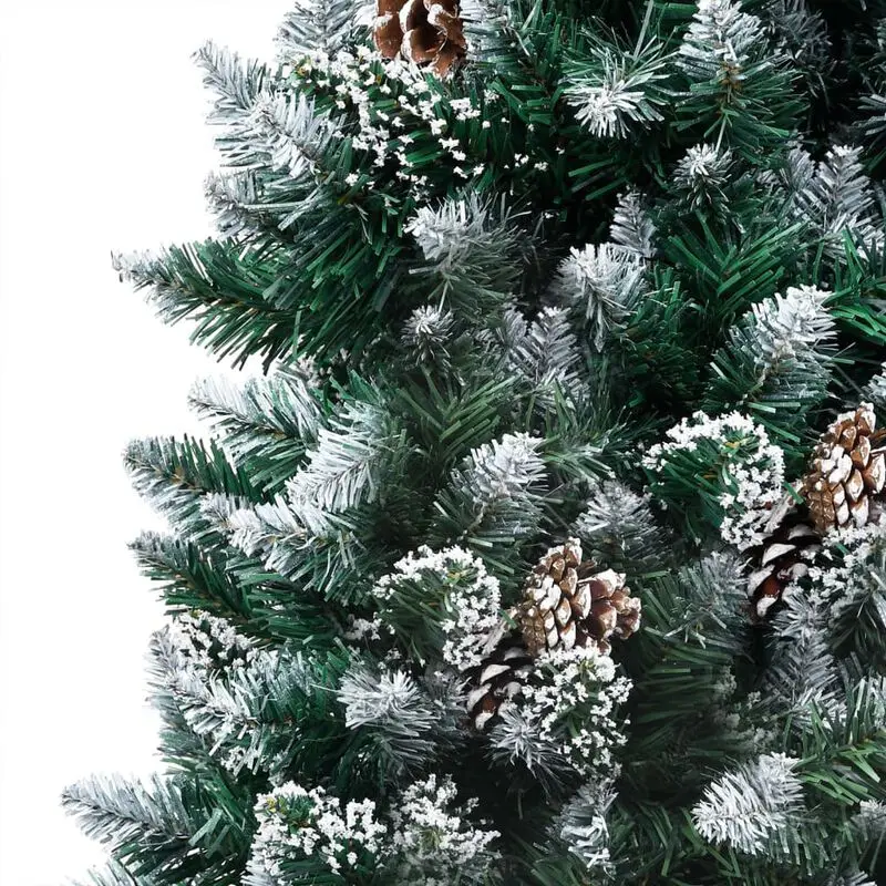 vidaXL Christmas Tree Xmas Pine with LED Fairy String Light and Cones White Snow 150cm/180cm/210cm/240cm | Дом и сад