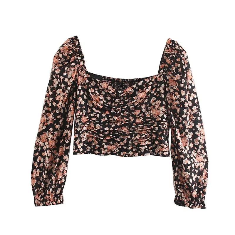 Женская сексуальная тонкая Укороченная рубашка с эластичным плиссированным