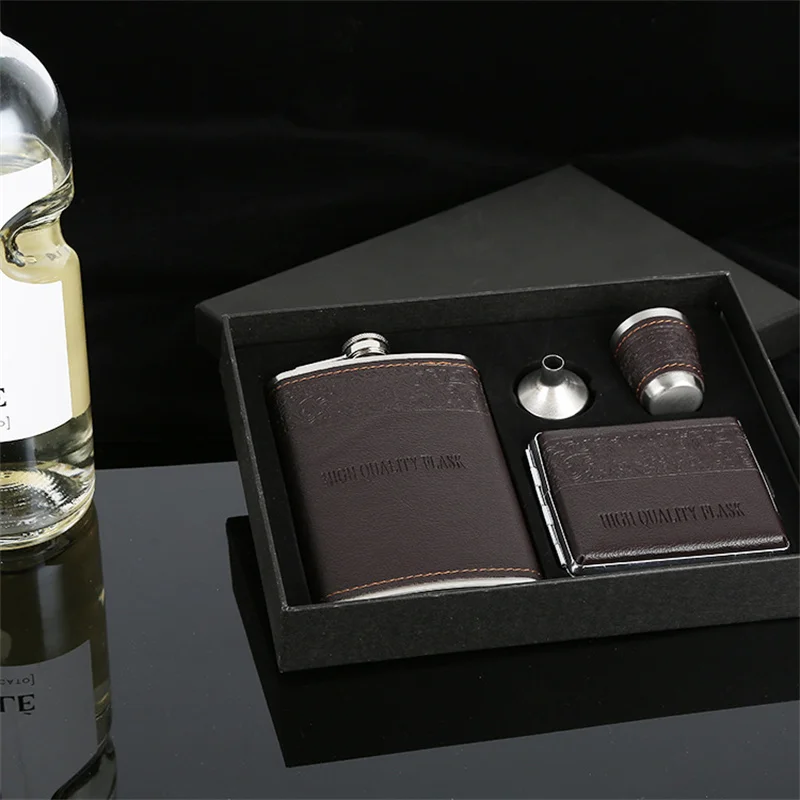 

9oz Moscow набор для виски Whisky Bottle Liquor Flagon 304 Stainless Steel Alcohol Funnel Vodka With Case Hip Flask Set