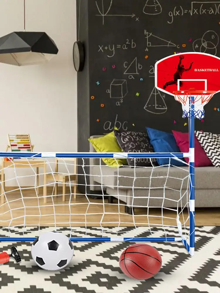 

2 In 1 Soccer Basketball Goal Set Children Ball Game Hoop Set Children Indoor Outdoor Sports Basketball Stand Soccer Goal
