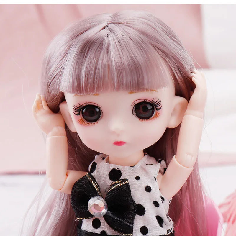 BJD мини куклы 16 см 13 подвижными шарнирами для маленьких девочек 3D большие глаза