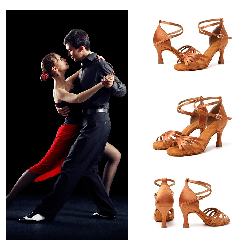 SWDZM Women Latin Dance Shoes Suede Soles Ballroom Tango Indood Dancing Shoes Cuban Heels Party High Heel Dance Shoes Wholesale