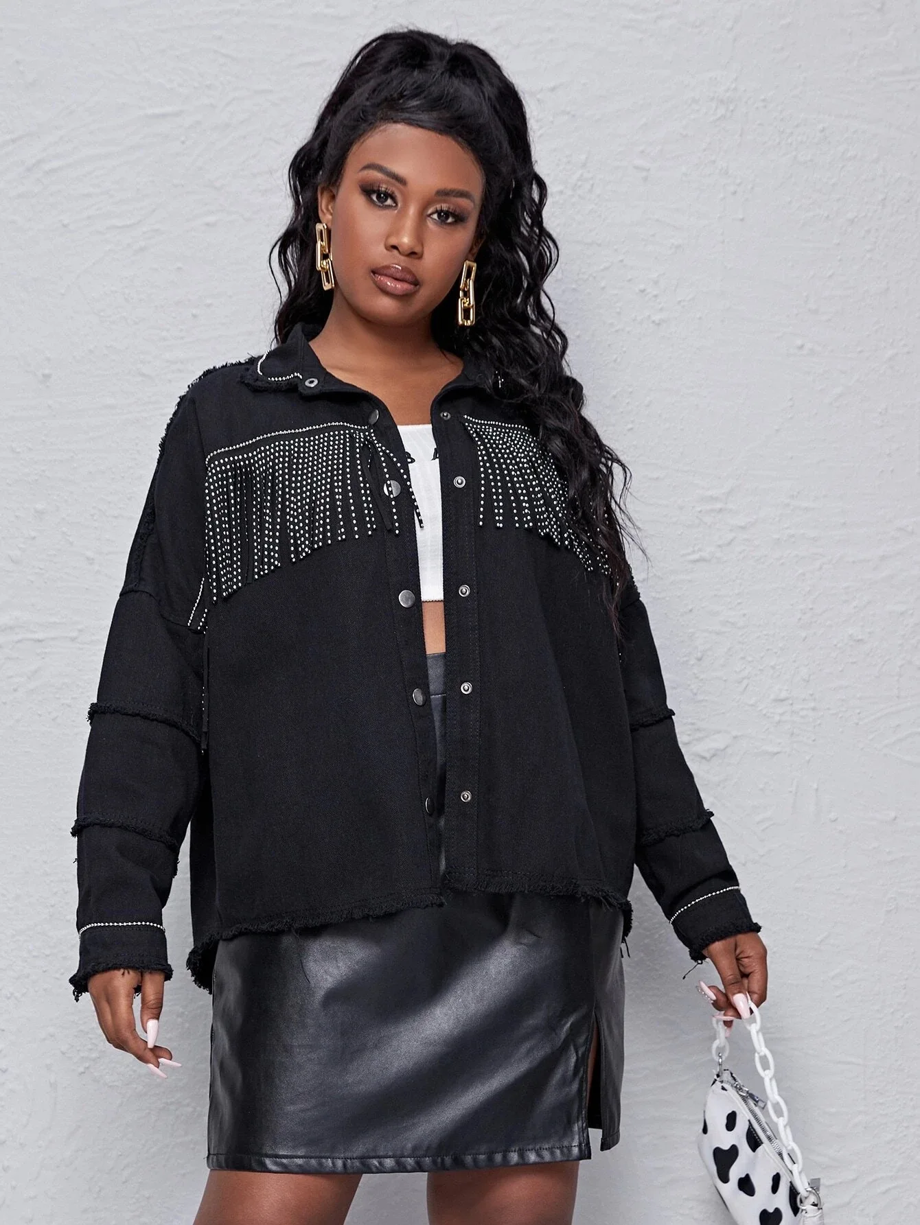 

INS Hottest Women Chic Tassels Denim Coats 2021 Spring Plus Size Lady's Single-Breasted Turn-down Collar Streetwear Jackets