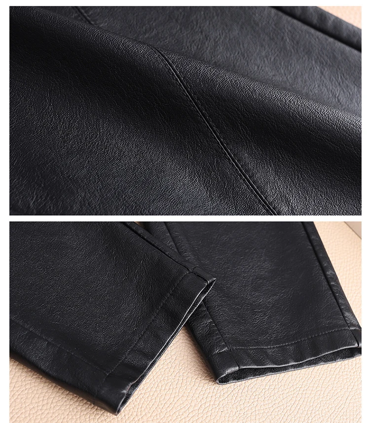 

Faux Pu Leather Pants Elegant Women Harem Trousers Class High Waist Office Lady Plus Size Oversized 4xl 3xl Black Streetwear