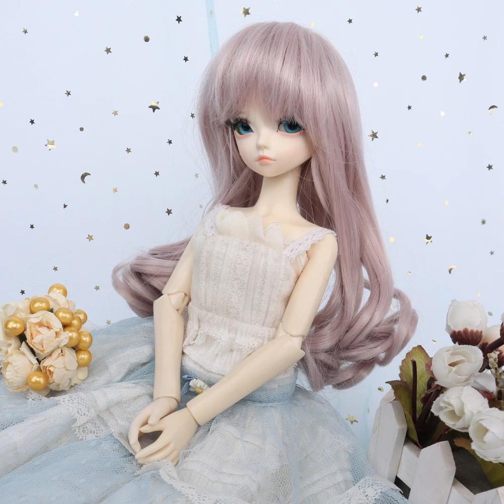 

Muziwig Doll Hair Wigs for BJD Head/Kurhn /Monster Doll 11.5-12.5cm Soft Light Lavender Deep Curly Hair Accesorry