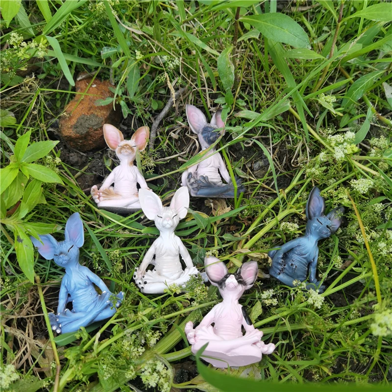 

Sphynx Cat Meditate Collectible Figurines Miniature Handmade Decor Animals Figure Toys Animal Model Toy Home Garden Decor