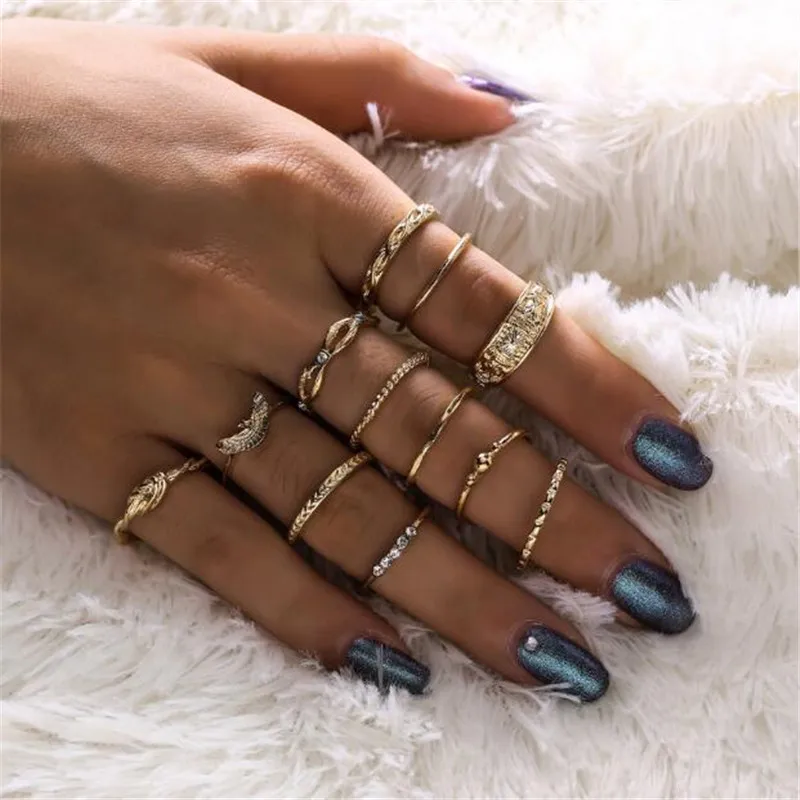 

YADA new Exaggerated Big Eagle Shaped Ring Set for women Stainless Steel gold Eagle Rings Punk Charm Metal Jewelry Ring RG200067
