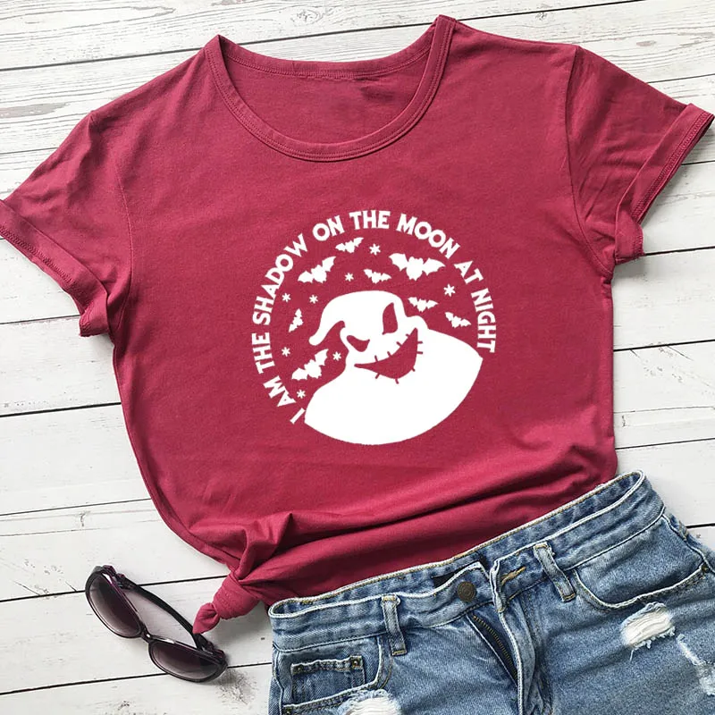 Женская летняя футболка из 100% хлопка с принтом Я тень на Луне ночью забавная для