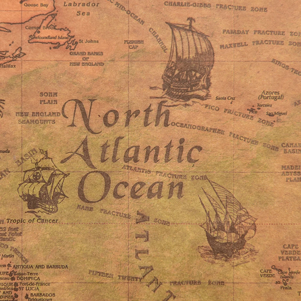 Карта стикер высокое качество 2 размер крафт океан море живопись старый Бумажный