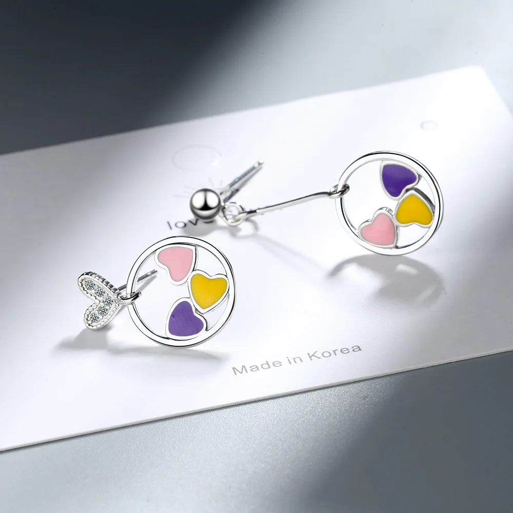 

Utimtree New Arrival Korean Asymmetric Heart 925 Silver Drop Earrings for Women Girl Party Jewelry Statement Earring