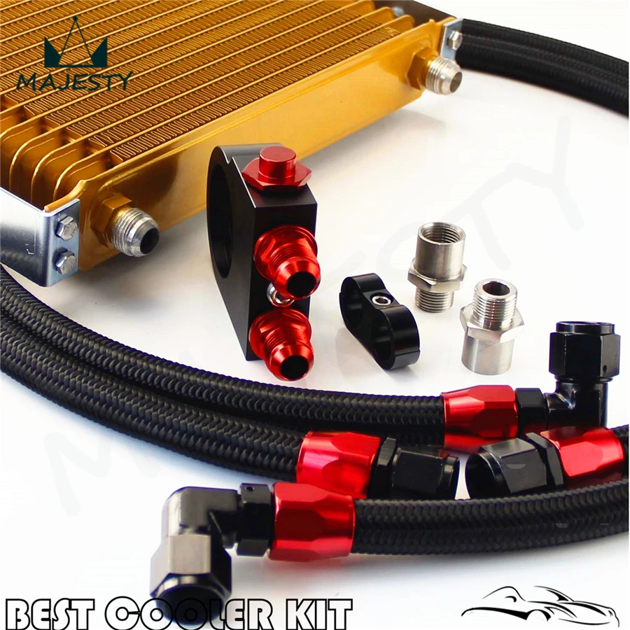 

Universal AN10 Thermostatic Oil Cooler Kit Thermostat High Perfomance 7 Rows Gold