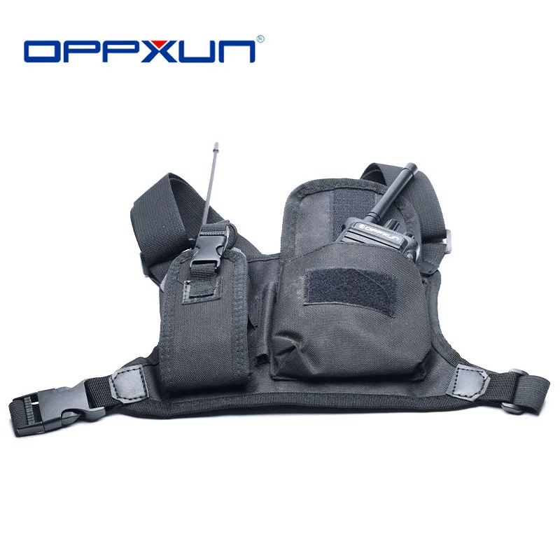 

OPPXUN Harness Chest Front Pack Pouch Holster Carry Bag for Baofeng UV-5R UV-82 UV-9R Plus BF-888S TYT Motorola Walkie Talkie