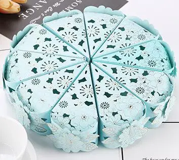 1 blue 20 pieces 20 шт./лот, коробки для конфет с романтическим цветочным декором, бумажная Подарочная коробка для торта, свадебной вечеринки, полый шоколадный Подарочный крафт-пакет, сахарный чехол - Цвет: 1 blue 20 pieces