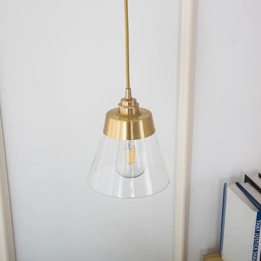 Стеклянный подвесной светильник в скандинавском стиле современный медный