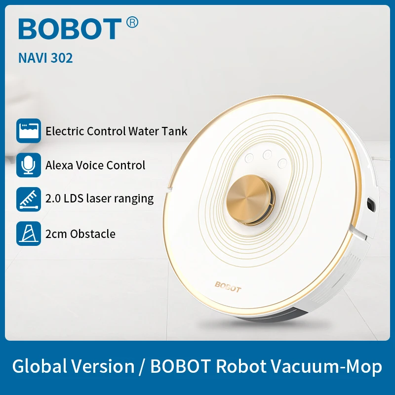 Робот пылесос BOBOT NAVI 302 2020 2700 па Мощное всасывание 380 мл большой резервуар для воды