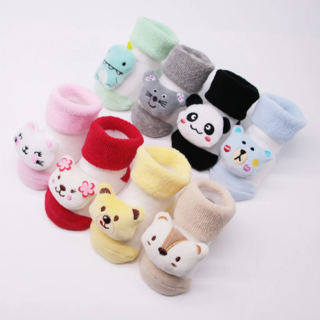 

Baby non-slip cartoon animal bell socks terry socks high quality cotton newborn non-slip warm cute socks cartoon animal socks S5