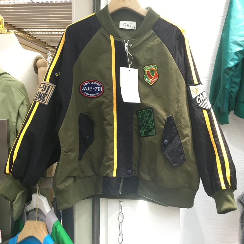 

2021 Autumn New Hip Hop Baseball Uniforms Street Casual Coat Womens Coats and Jackets High Street Loose Stitching Jacket Tops