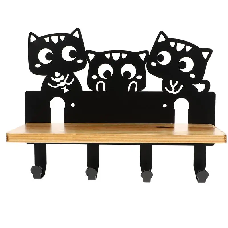 

1Pc Home Wall Storage Rack Creative Wall-Mounted Hook Shelf Home Decor (Black) Storage Organizer Organizador Armario