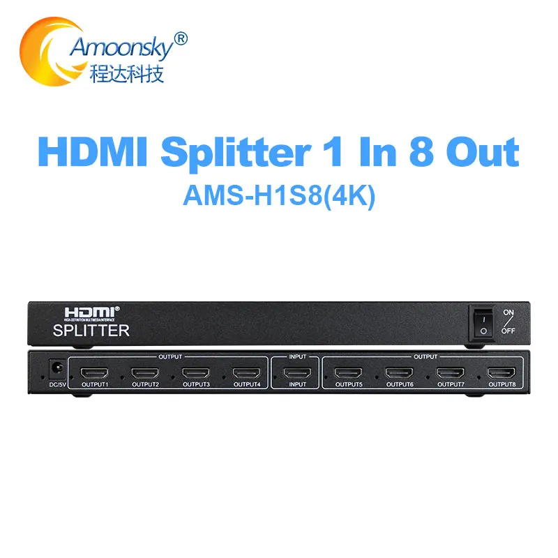 

3D 4K 30 Гц HDMI-COMPATIBLE разветвитель HDCP 1 в 8 Выход Мощность усилитель сигнала 1x8 аудио сплиттер-переключатель конвертер креплением для вспышки sр...