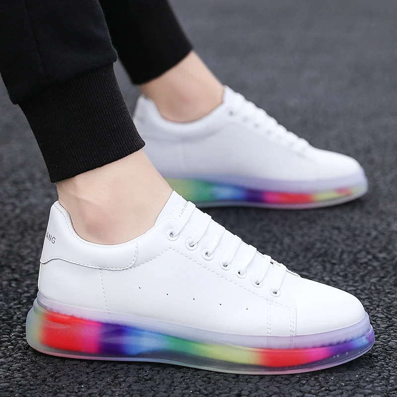 Модные кроссовки мужская Белая обувь прозрачная Обувь На Шнуровке брендовая