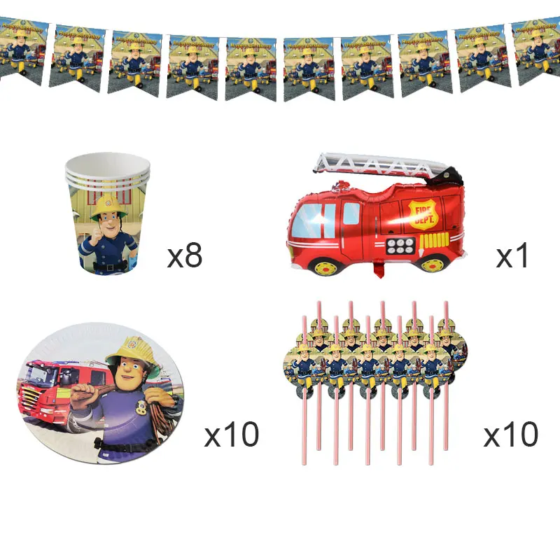 Пользовательское имя с рисунками из мультфильма Пожарный Сэм День рождения