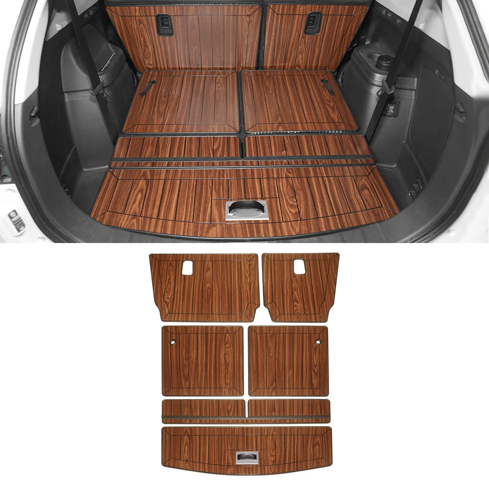 

Car Accessories Trunk Mats 7 Seats Cargo Liner Set Synthetic Wood Tray Pad Boot Mat Carpets For Mitsubishi Outlander 2013-2021