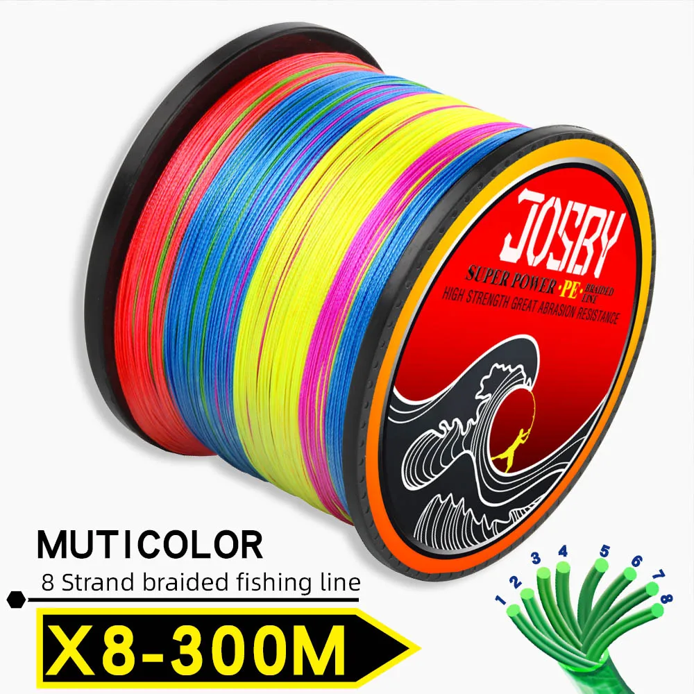 X8-300M-Multic JOSBY 300 м 500 м 1000 м 8 нитей 10-78LB PE плетеный рыболовный провод Multifilament очень прочный рыболовный линия ЯПОНИЯ разноцветный - Цвет: X8-300M-Multic