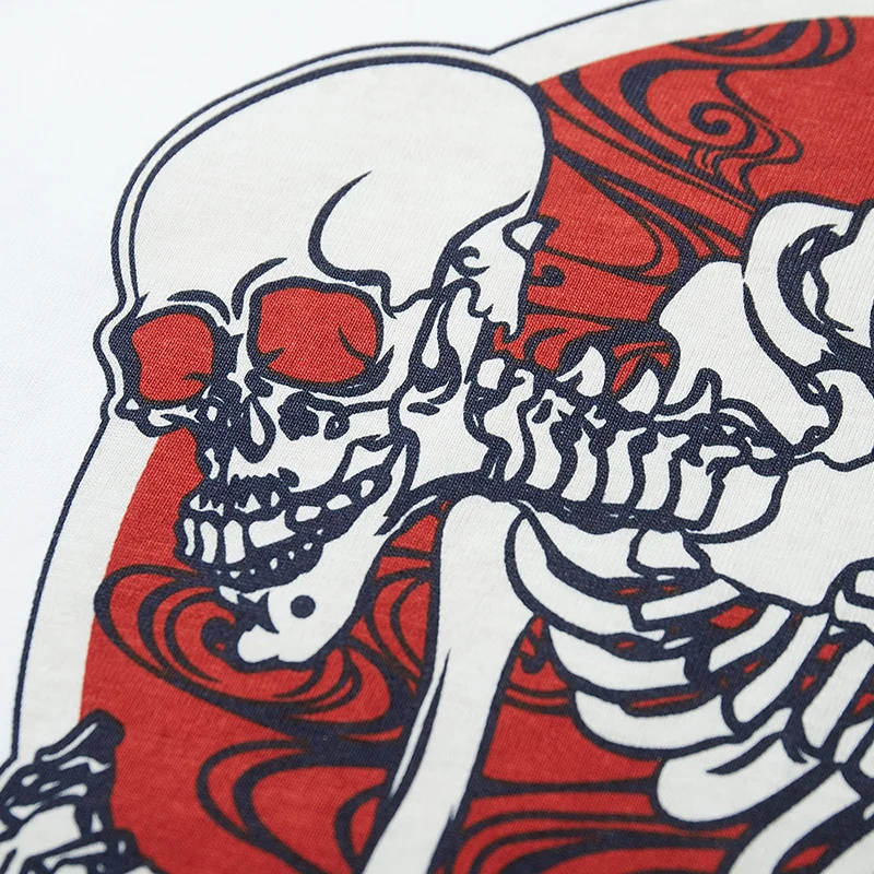 

European and American style personality skeleton skeleton street hip hop rock heavy metal cotton tide brand short sleeve T-shirt