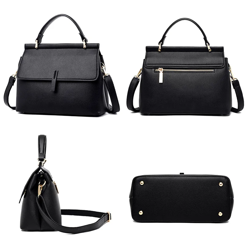 Large Capacity Luxury Handbags Women Bags Designer With Cover Solid Color Hot Sale Bag Female 2020 Black Women's Sac | Багаж и сумки