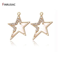 2022 new fashion star charms inlaid zircon rhinestone and pink shell designer earring charms for jewelry making diy craft