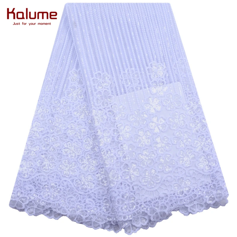 Kalume Новое поступление африканская кружевная ткань с блестками 5 ярдов