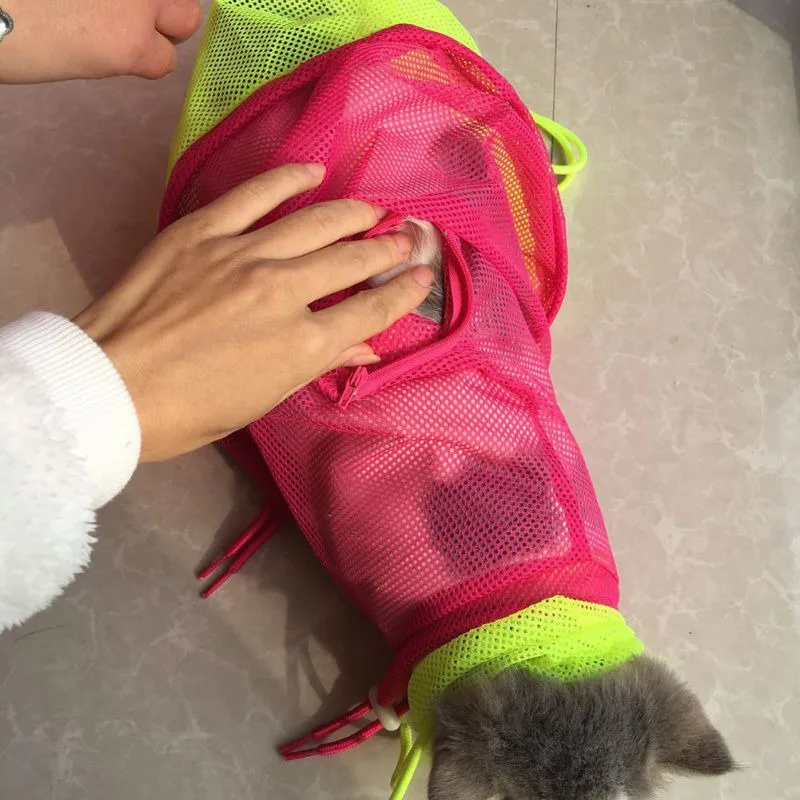 Прочная Сетчатая Сумка для ухода за кошками купания без царапин обрезки когтей