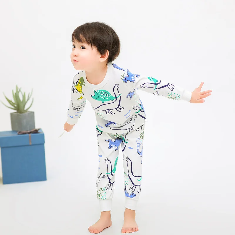 Детские пижамные комплекты для мальчиков Пижамный костюм с рисунком динозавра детская одежда сна героями