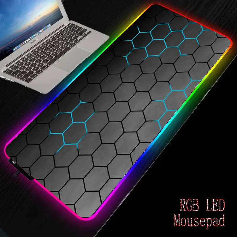 

Hexagon Texture Large RGB Mouse Pad Xxl Gaming Mousepad LED Mause Pad Gamer Mouse Carpet Big Keyboard Desk Mat with Backlit Mat