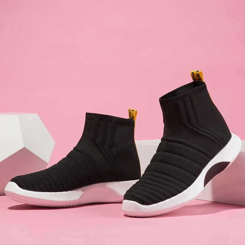 

Женские Дышащие ботильоны, роскошные кроссовки на платформе, Повседневная Эластичная обувь с мягкой подошвой