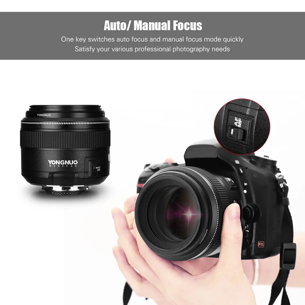 YONGNUO YN85mm F1.8N Средний телеобъектив с праймом Авто/ручная фокусировка объектива камеры для Nikon D7500/D810/D700/D800/D610/D600