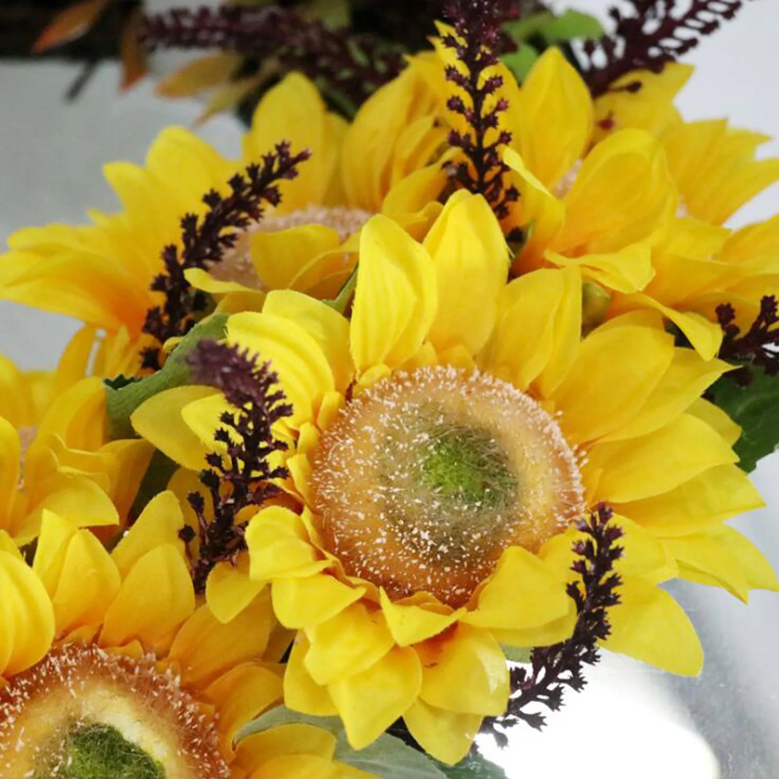 

Decorative Fake Wreath 40CM Sunflower Garland Garden Leaves Linen 16 Inch Foam Handmade Artificial Sunflowers Wall Decoration